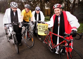 Bishop Alan, front, may not be able to take part in the Tour de Connor, but he is fully behind the three team members who are ready and raring to go. From left are: The Rev Andrew Ker, Sam Cunningham, the Rev Bill Boyce.